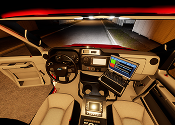 Screenshot showing the realistic and fully interactable ambulance vehicle interior in Paramedics!